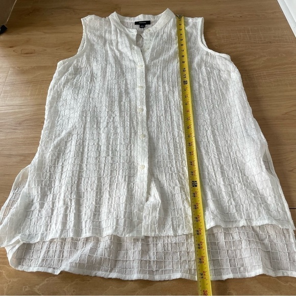 Nwt Alfani White Sleeveless Button Down Blouse Lightweight Linen Like Top - Picture 7 of 10